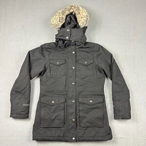 Eddie Bauer Jacket Womens Small Weatheredge Coat Hooded‎ Faux Fur Black Parka